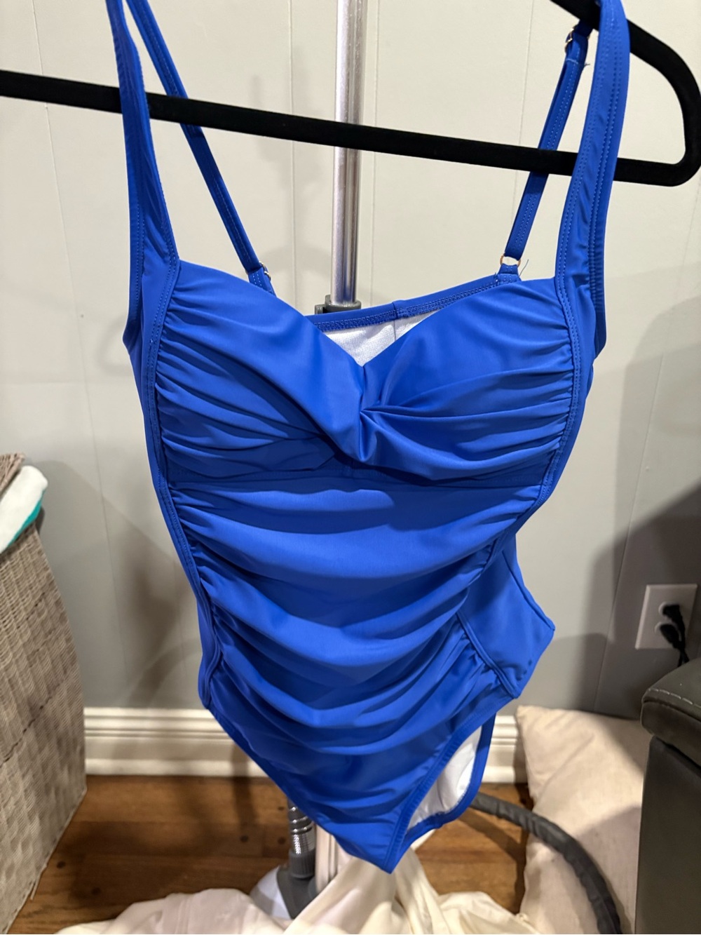 Liz Claiborne Bright Blue Ruched One-Piece Swimsuit